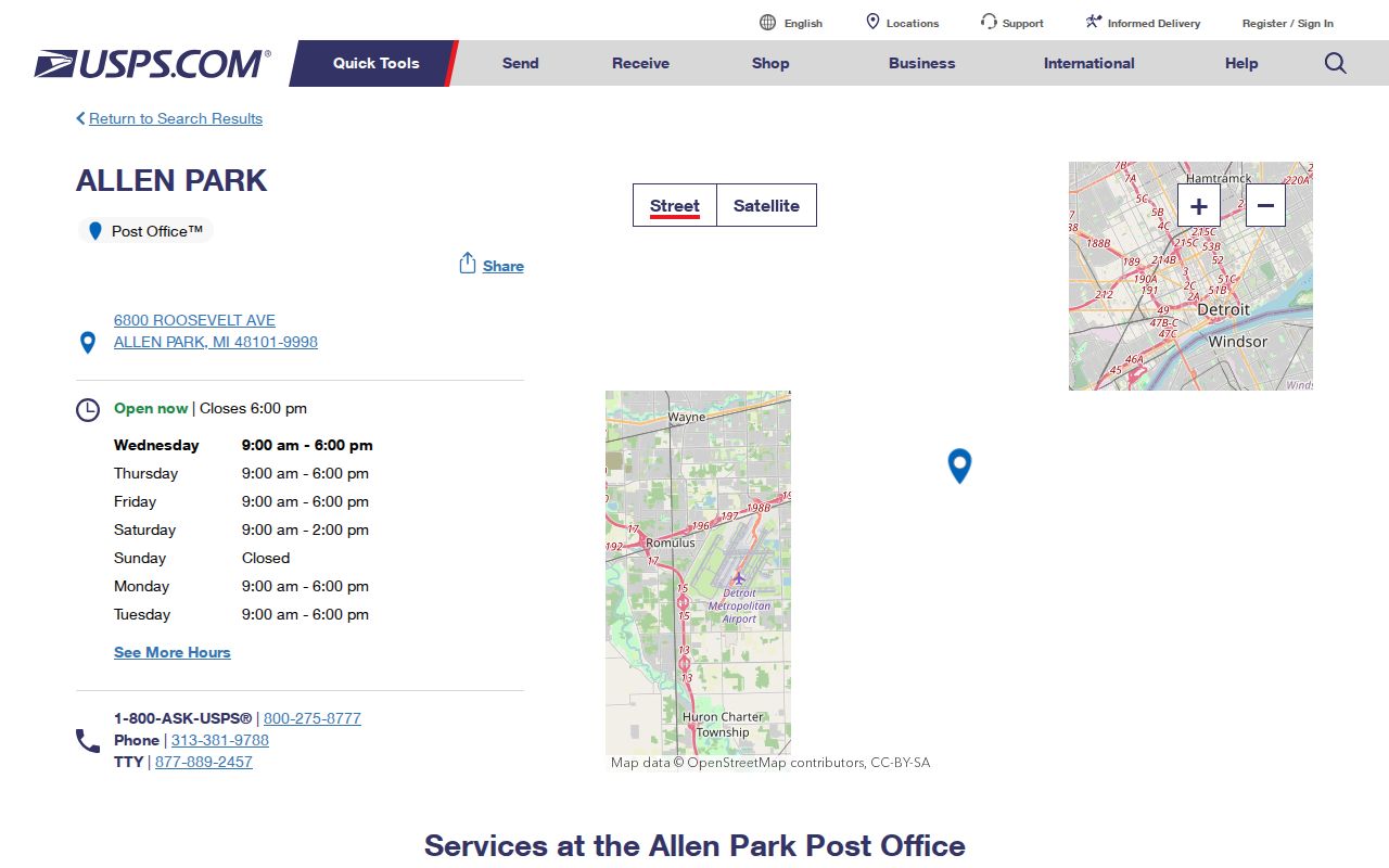 Allen Park ZIP code source at the Allen Park Post Office